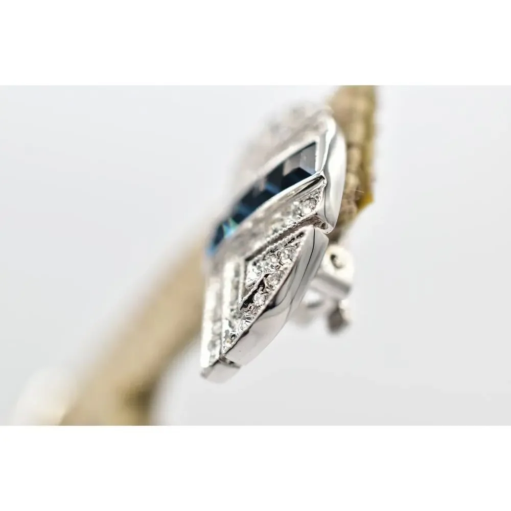 JBK Vintage Crystal Clip On Earrings Navy Blue Rhinestone Silver Signed BinBK